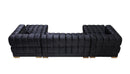 Ariana Black Velvet Double Chaise 138" Sectional