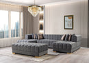 Ariana Gray Velvet Double Chaise 138" Sectional