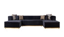 Juliana Black Velvet 4-Piece 140" Sectional