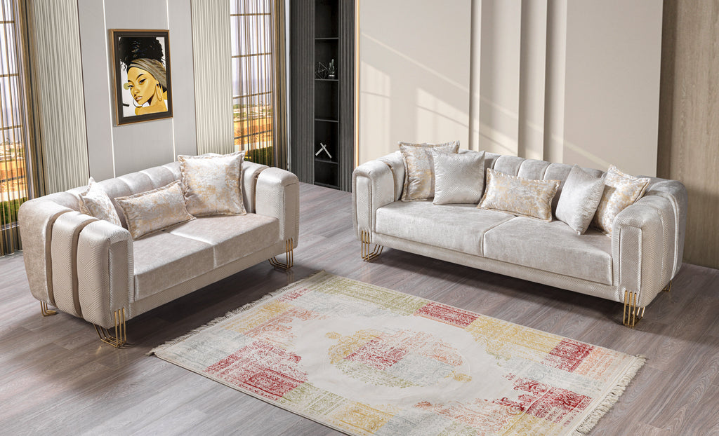 Santana Ivory Velvet Sofa 89" & Loveseat 69" – Nova Furniture