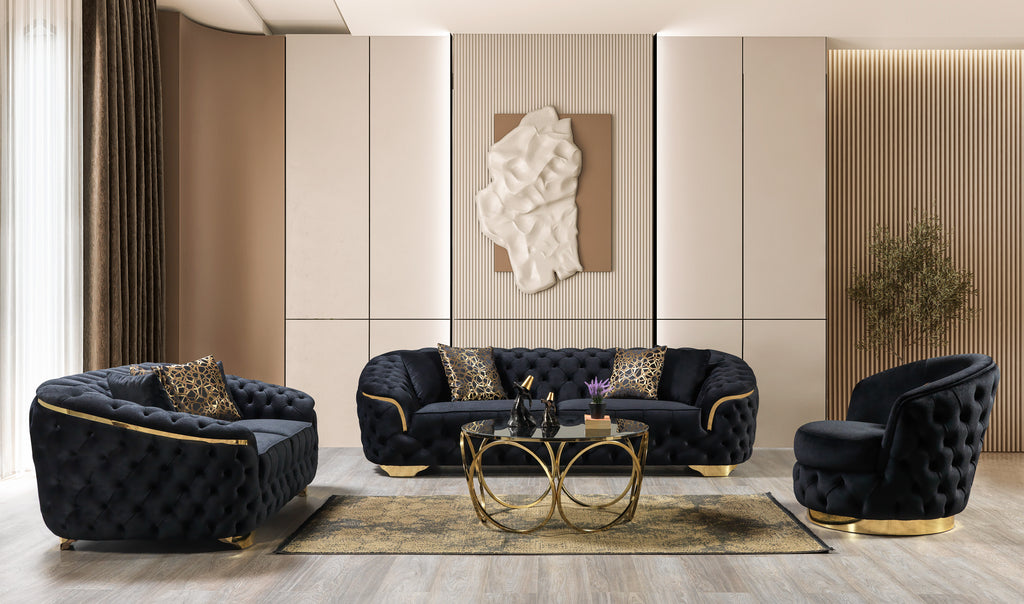 Lupino Black Velvet Sofa 98