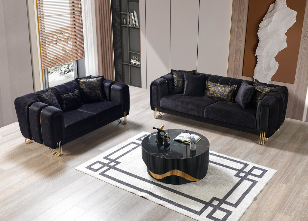 Santana Black Velvet Sofa 89" & Loveseat 69" – Nova Furniture