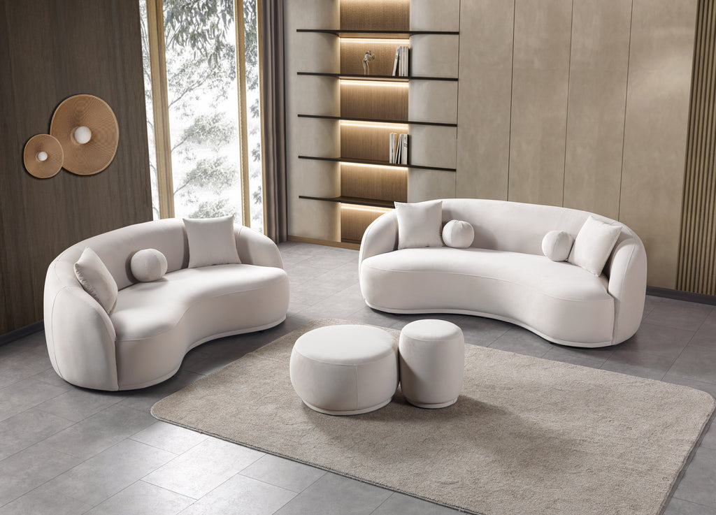 Bonita Ivory Velvet Sofa 91" & Loveseat 81" – Nova Furniture