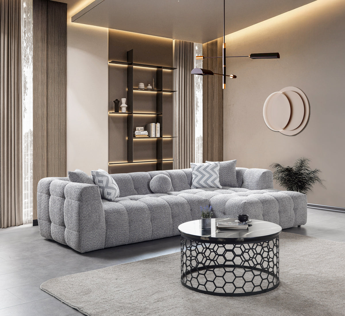 Ivy Gray Boucle RAF 110" Sectional