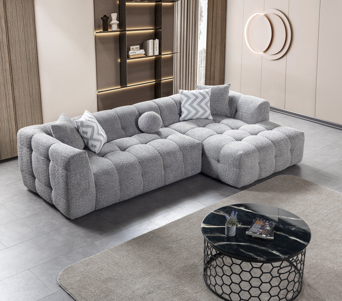 Ivy Gray Boucle RAF 110" Sectional