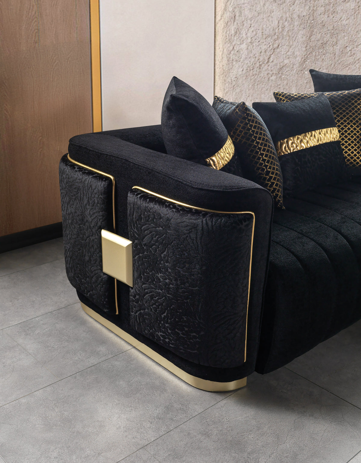 Carlina Black Velvet Sofa & Loveseat