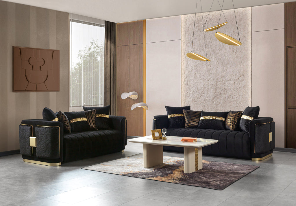 Carlina Black Velvet Loveseat 77" – Nova Furniture