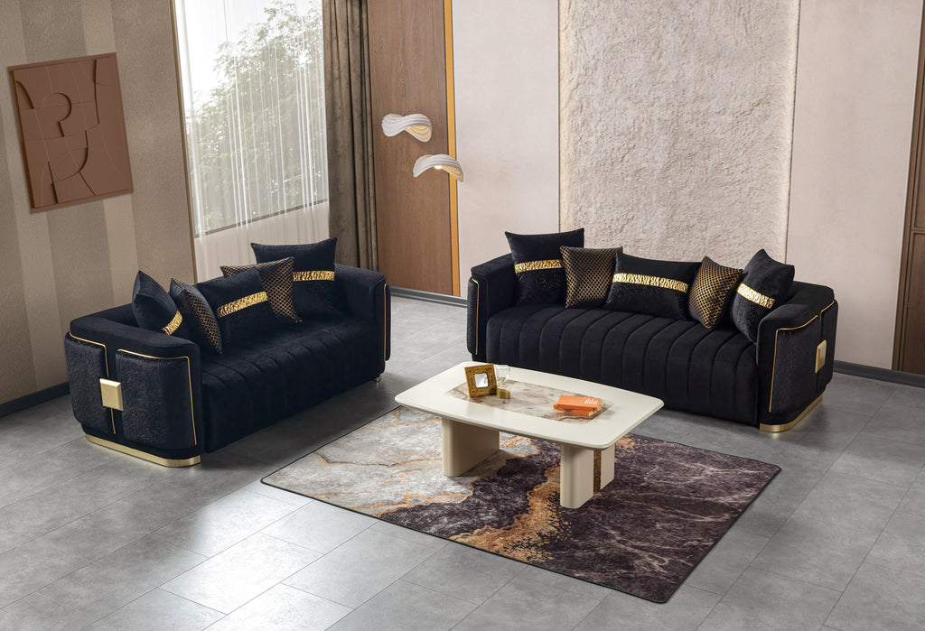 Carlina Black Velvet Sofa & Loveseat – Nova Furniture