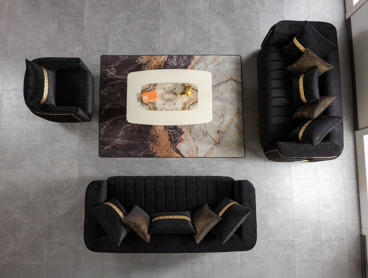 Carlina Black Velvet Sofa & Loveseat