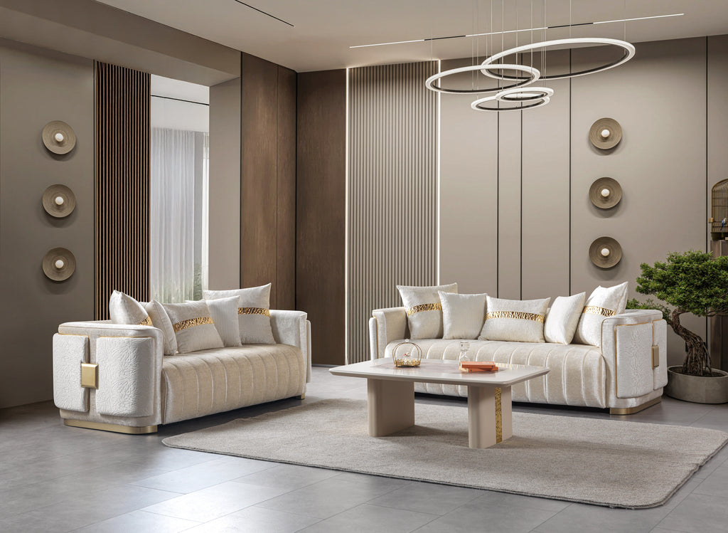 Carlina Ivory Velvet Sofa & Loveseat – Nova Furniture
