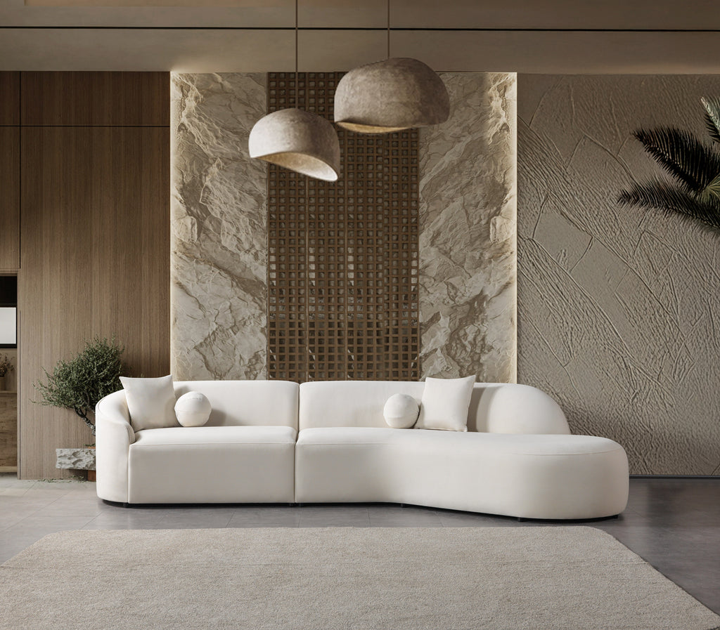 Cloe Ivory Velvet Curved 134