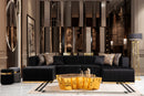 Elisha Black Velvet Double Chaise 140" Sectional