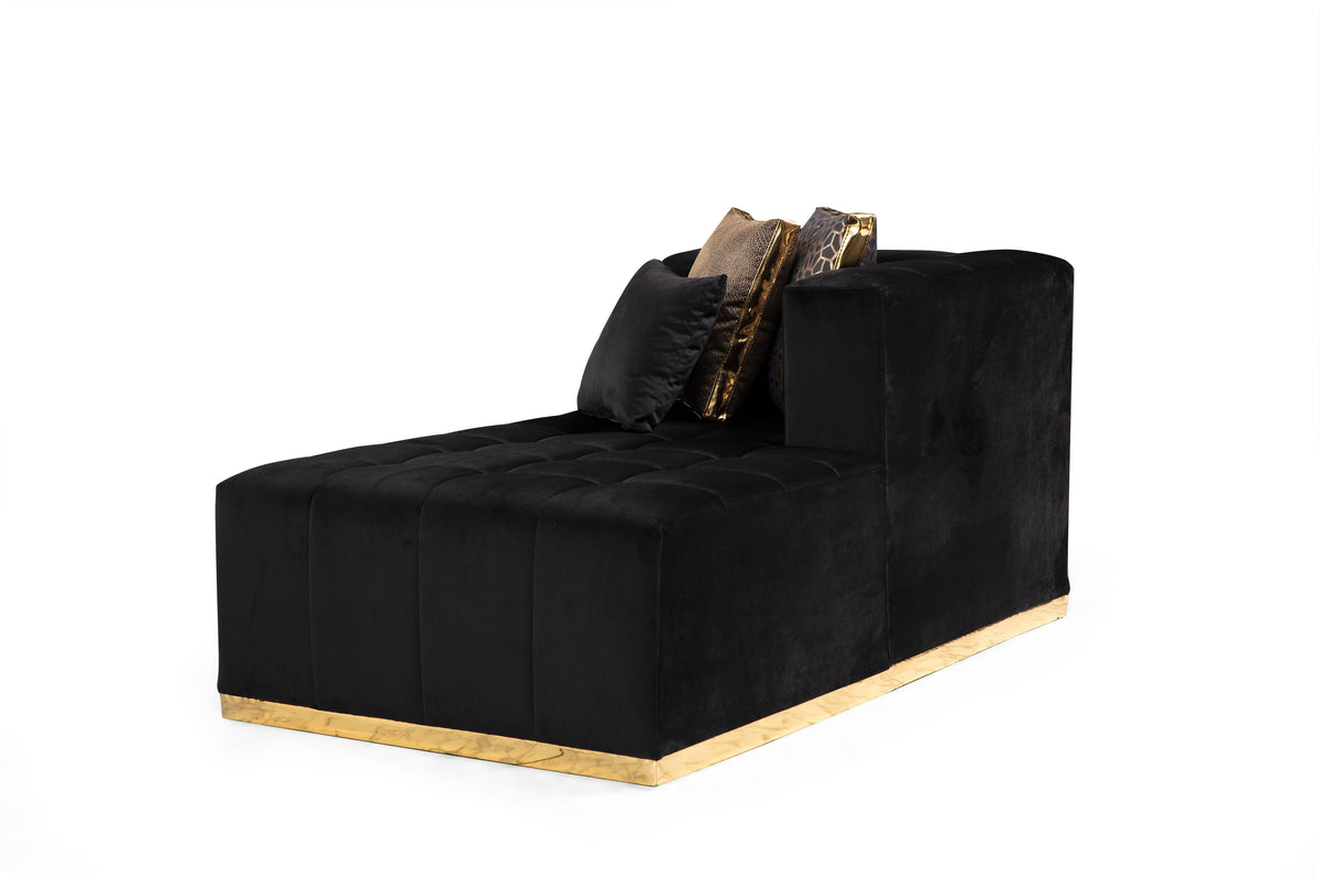 Elisha Black Velvet Double Chaise 130" Sectional