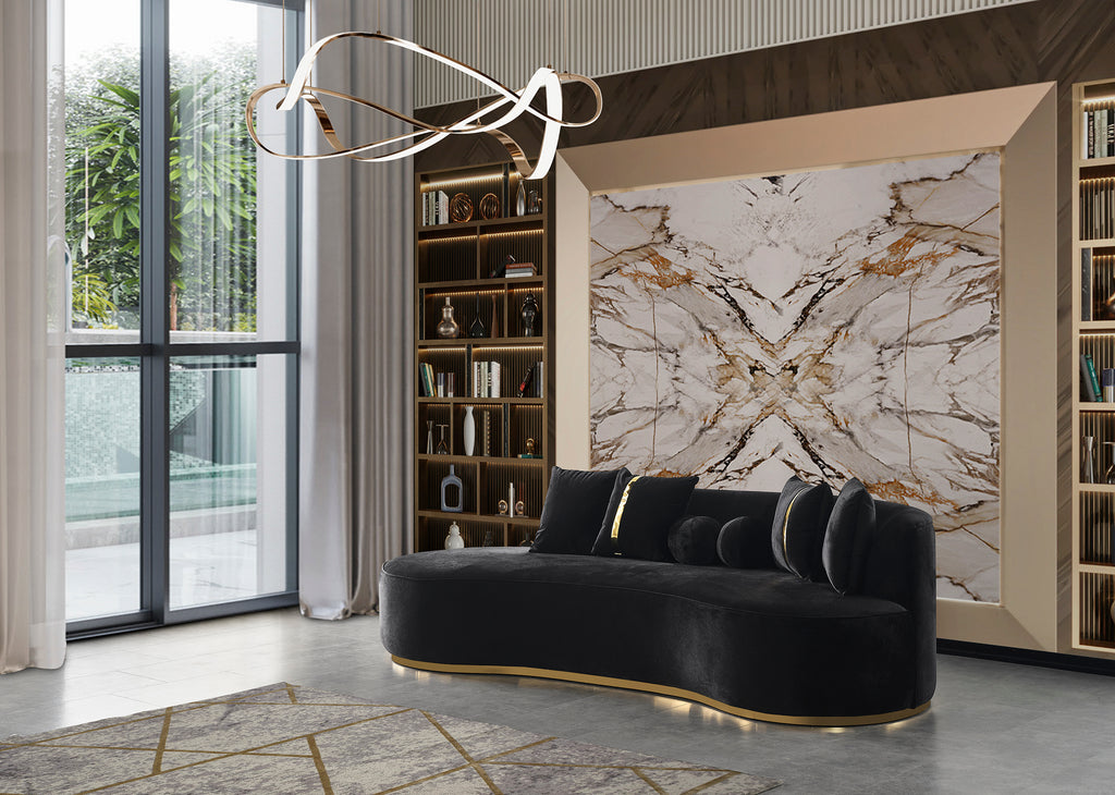 Ella Black Velvet 106 Chaise Lounge Nova Furniture