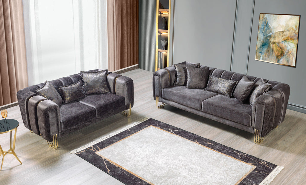 Santana Smoke Velvet Sofa 89" & Loveseat 69" – Nova Furniture