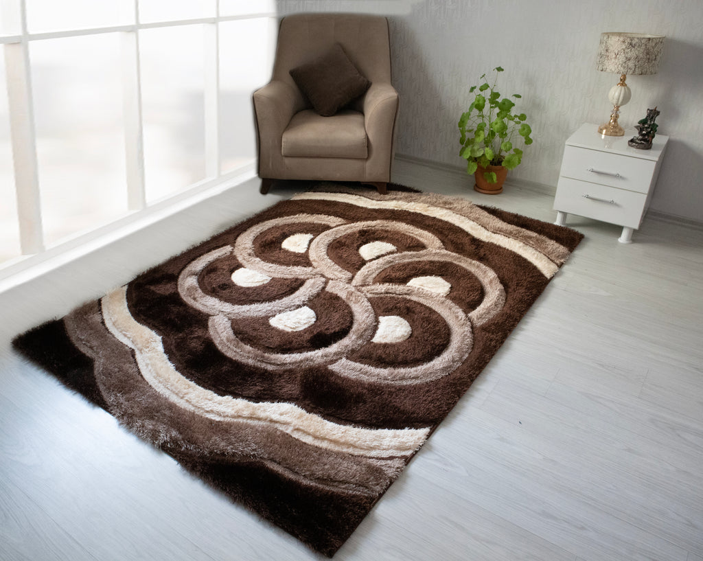 3D Shaggy BROWN-BEIGE Area Rug - 3D999 – Nova Furniture