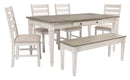 Skempton White/Light Brown Rectangular Dining Set - SET | D394-25 | D394-01(2) - Nova Furniture