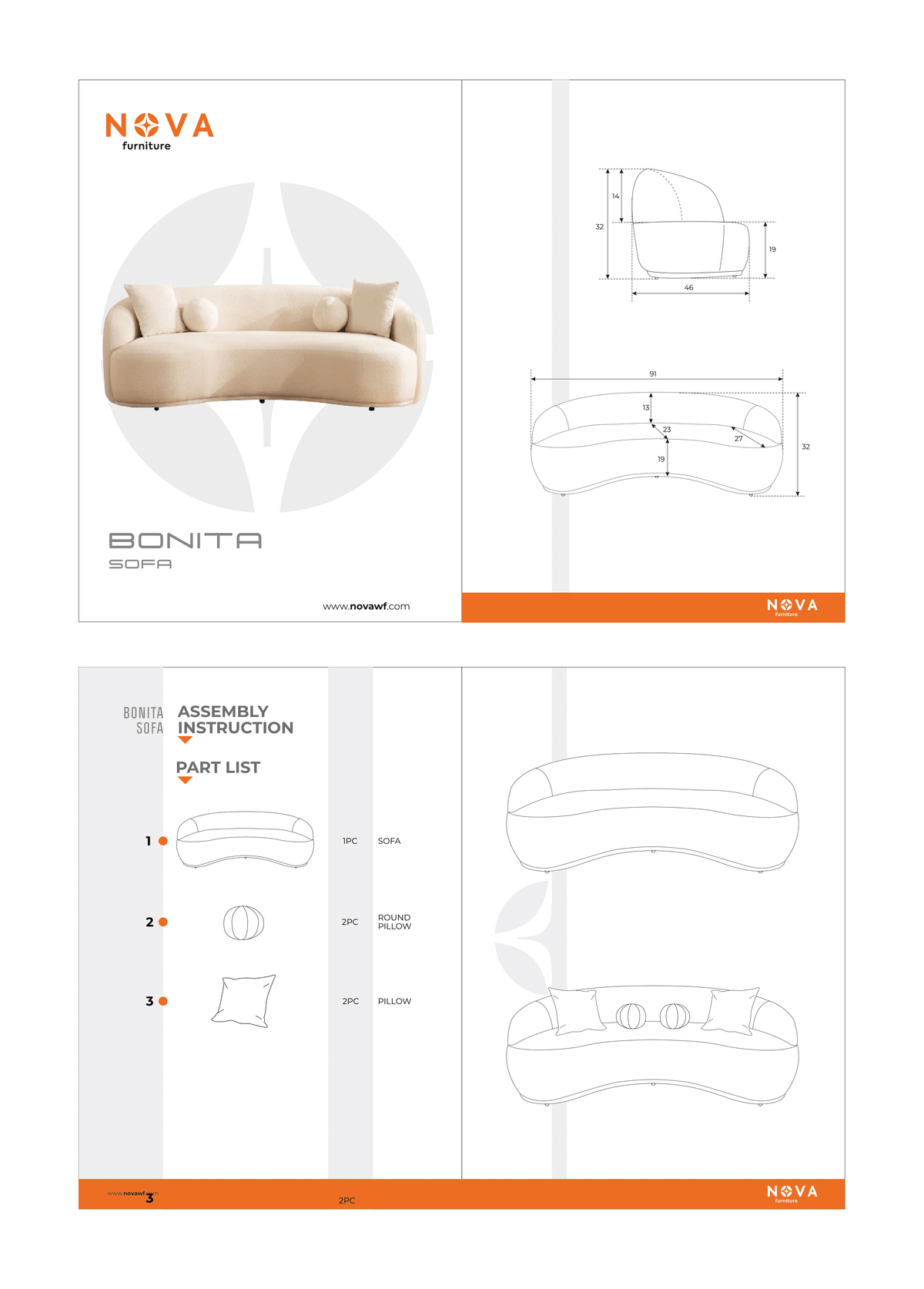 Bonita Coffee Velvet Sofa 91" & Loveseat 81"