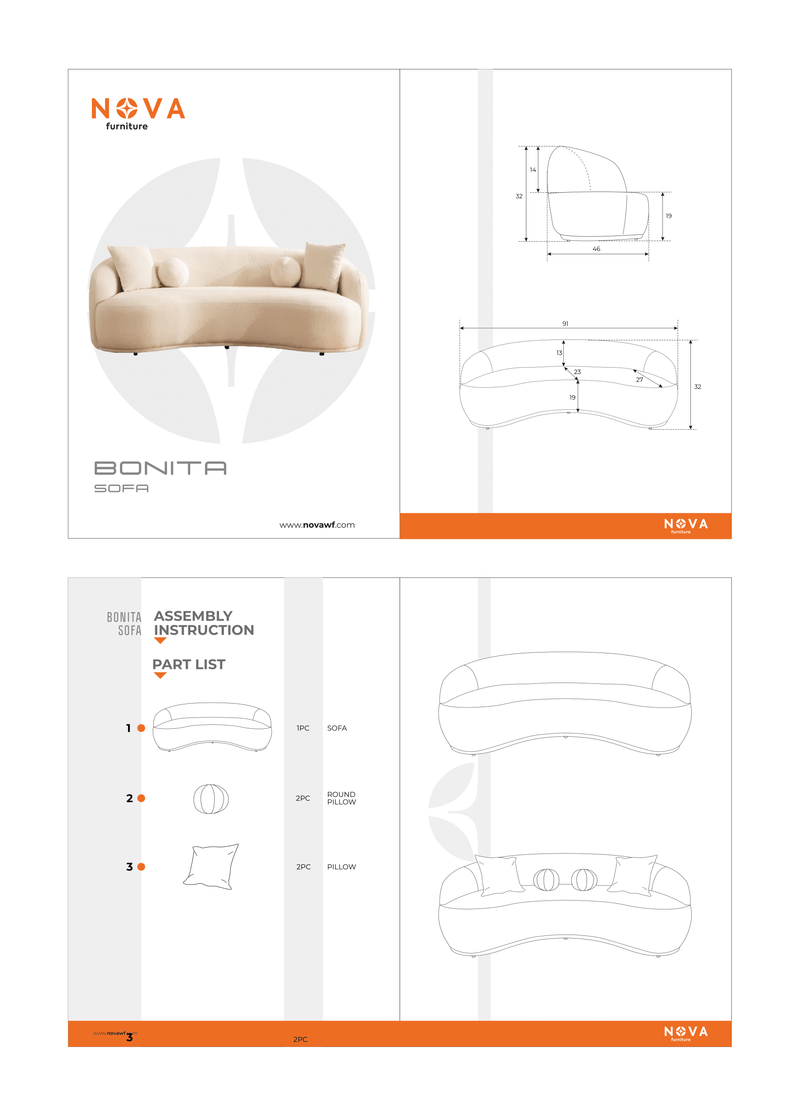 Bonita Coffee Velvet Sofa 91" & Loveseat 81"