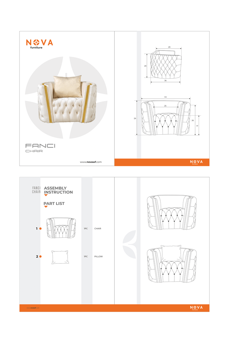 Fanci Ivory Velvet Chair