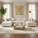 JAYLA IVORY VELVET DOUBLE CHAISE 141" SECTIONAL