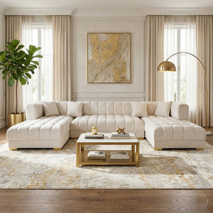 JAYLA IVORY VELVET DOUBLE CHAISE 141