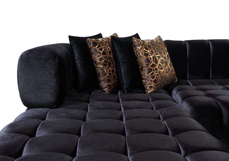 Ariana Black Velvet Double Chaise Sectional