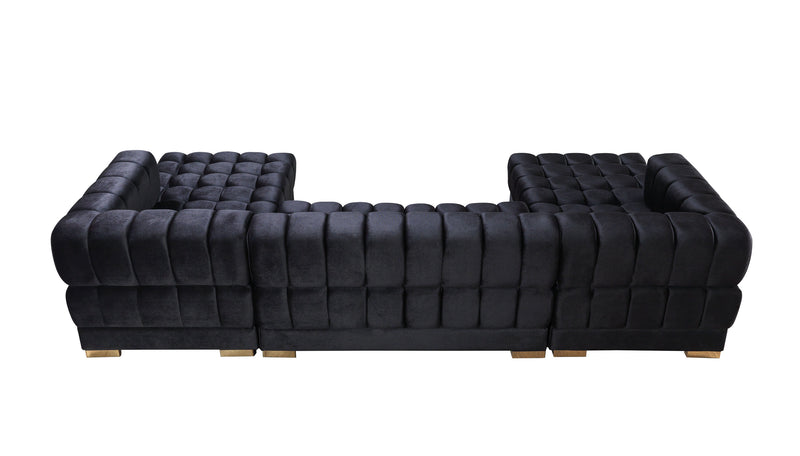 Ariana Black Velvet Double Chaise Sectional