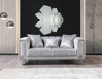 Santana Silver Velvet Loveseat