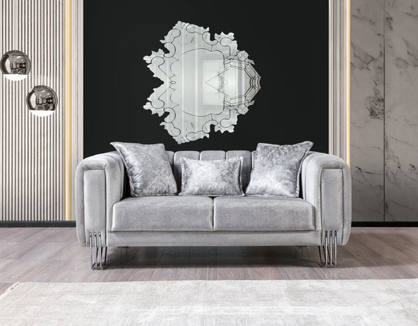 Santana Silver Velvet Loveseat