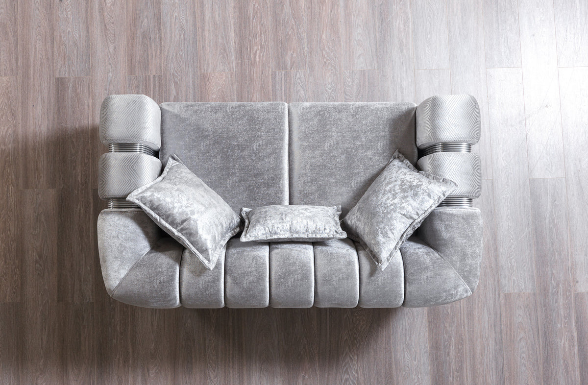 Santana Silver Velvet Loveseat