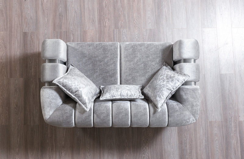 Santana Silver Velvet Loveseat