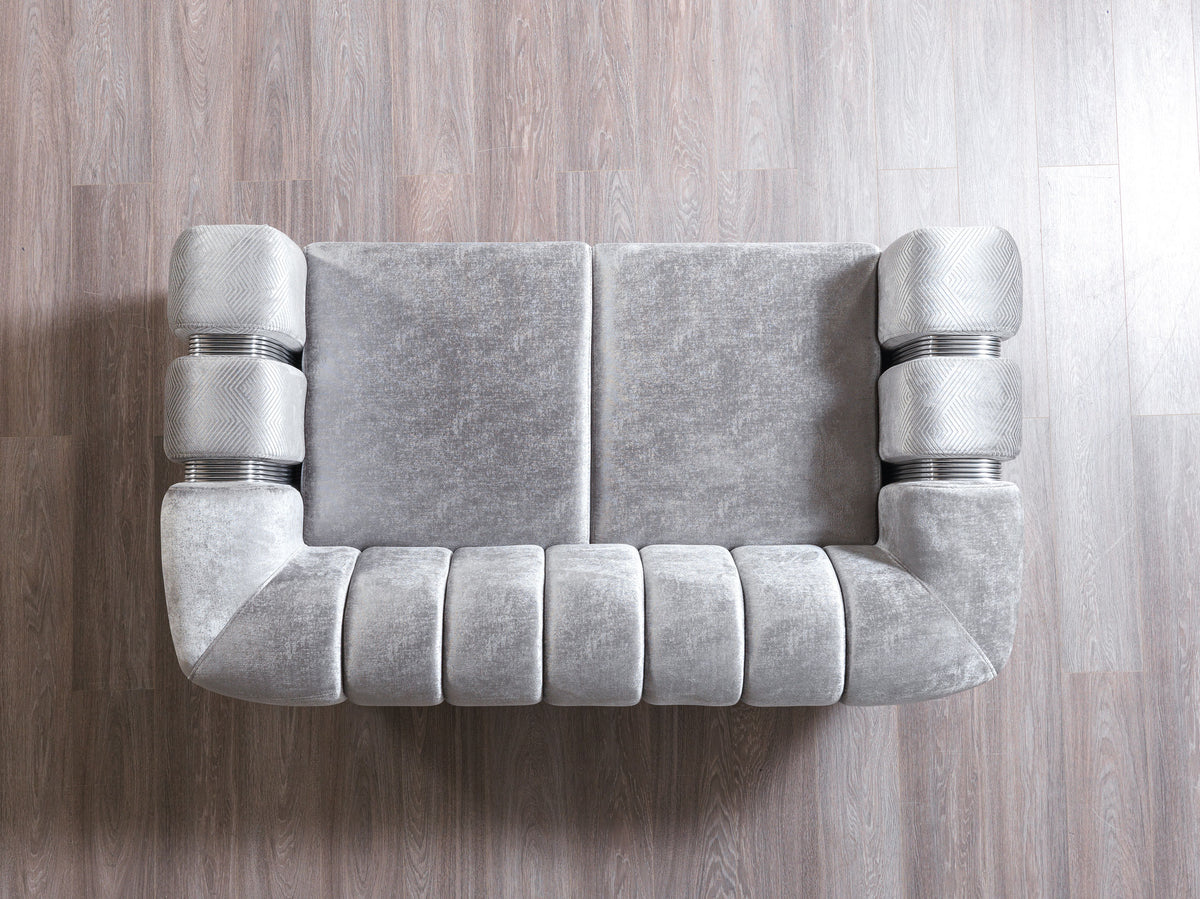 Santana Silver Velvet Loveseat