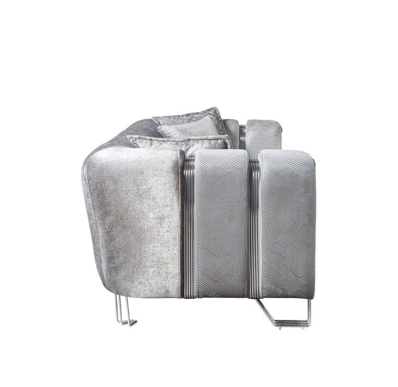 Santana Silver Velvet Loveseat