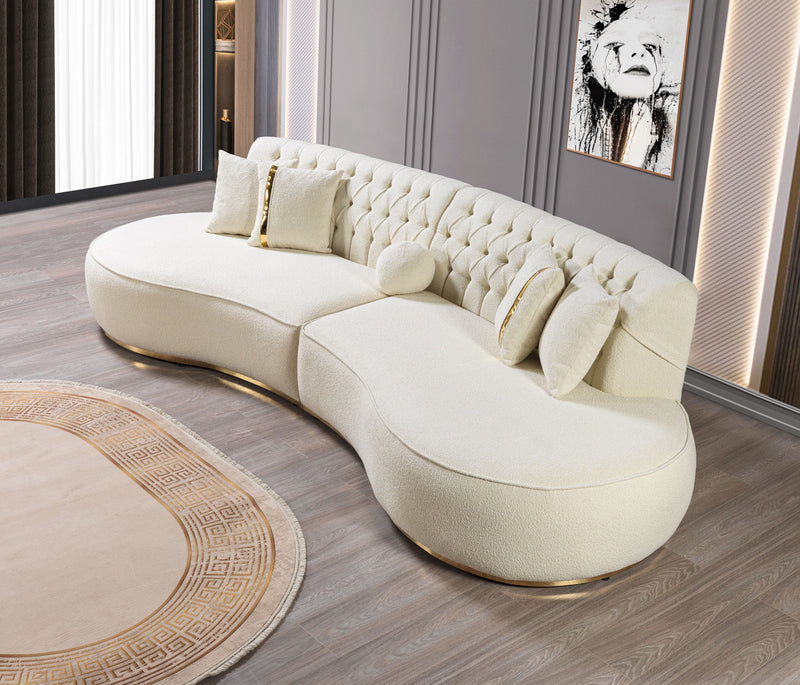 Ella Ivory Boucle Curved Sectional