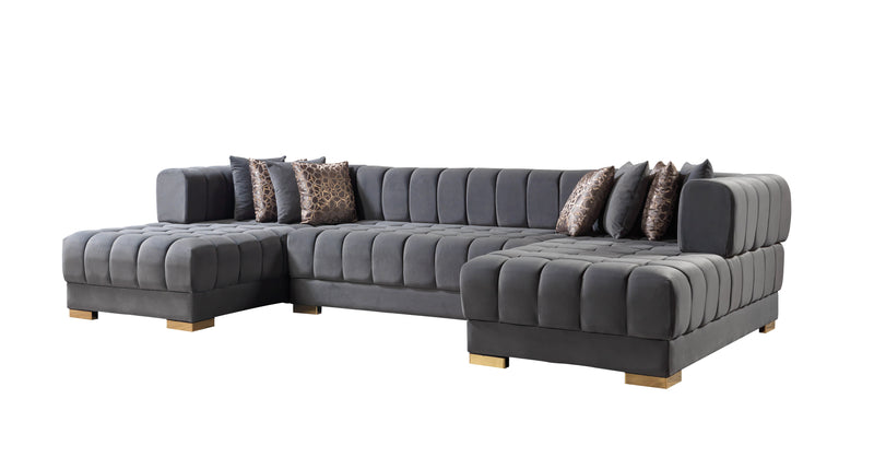 Ariana Gray Velvet Double Chaise Sectional