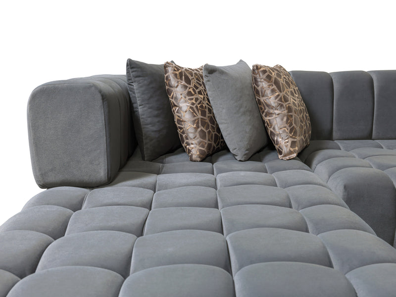 Ariana Gray Velvet Double Chaise Sectional