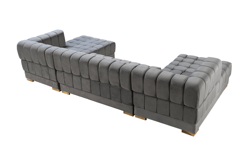 Ariana Gray Velvet Double Chaise Sectional