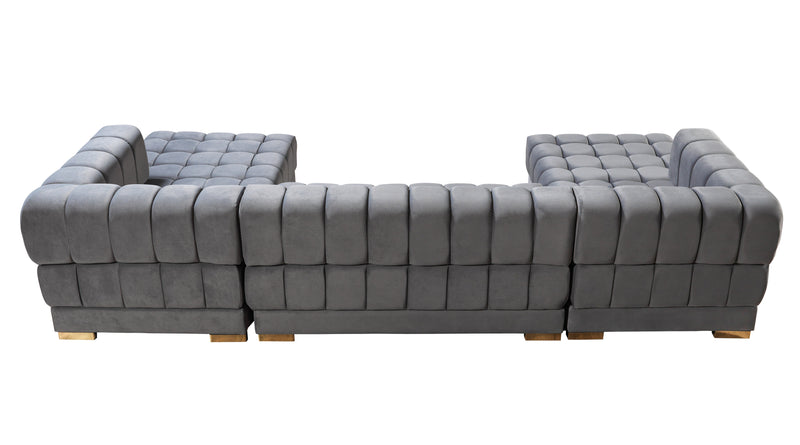 Ariana Gray Velvet Double Chaise Sectional