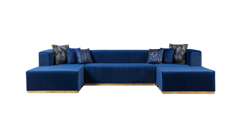 Juliana Blue Velvet 4-Piece Sectional