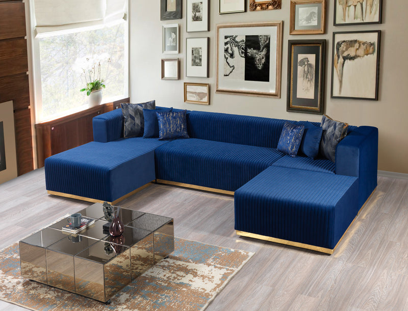 Juliana Blue Velvet 4-Piece Sectional