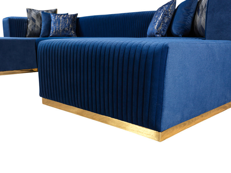 Juliana Blue Velvet 4-Piece Sectional