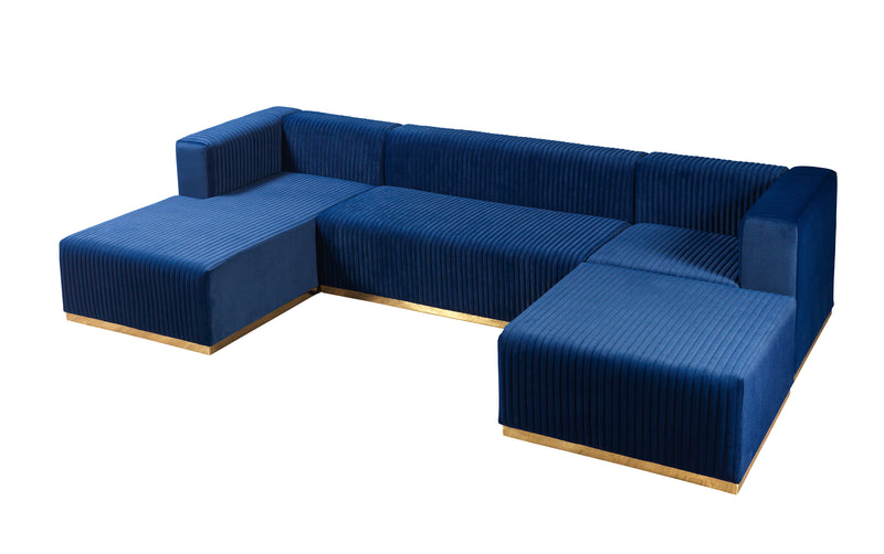 Juliana Blue Velvet 4-Piece Sectional