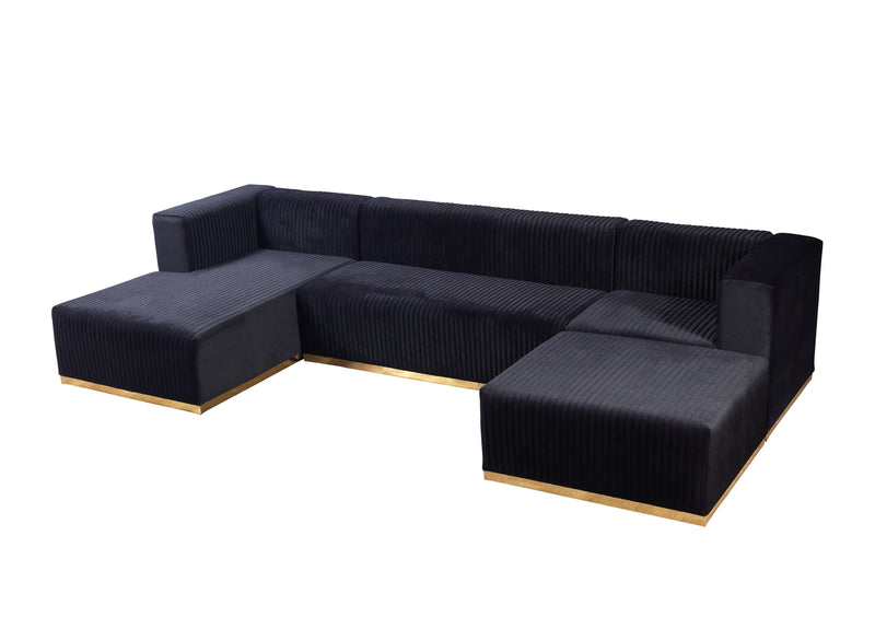 Juliana Black Velvet 4-Piece Sectional