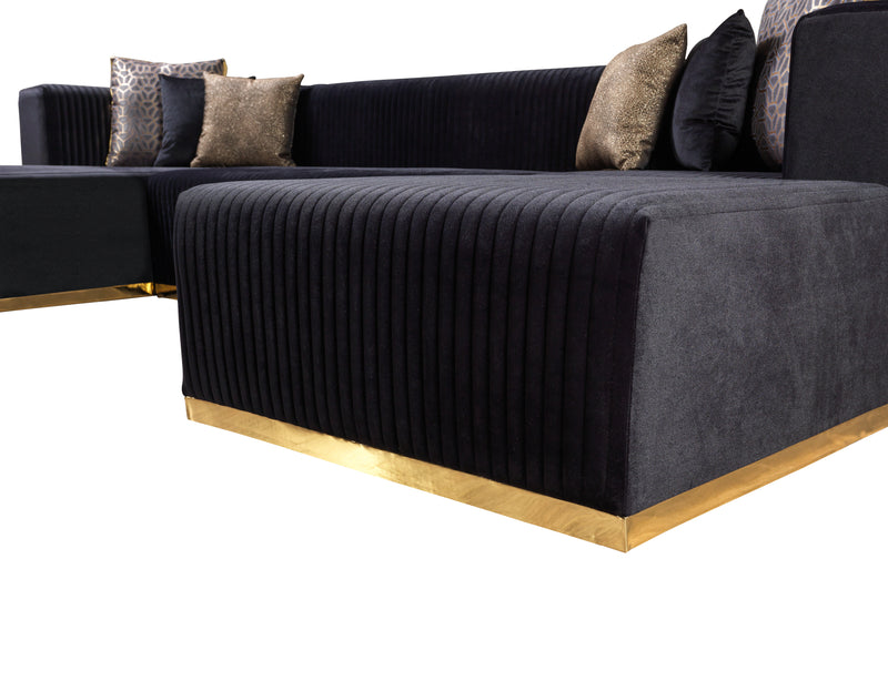 Juliana Black Velvet 4-Piece Sectional