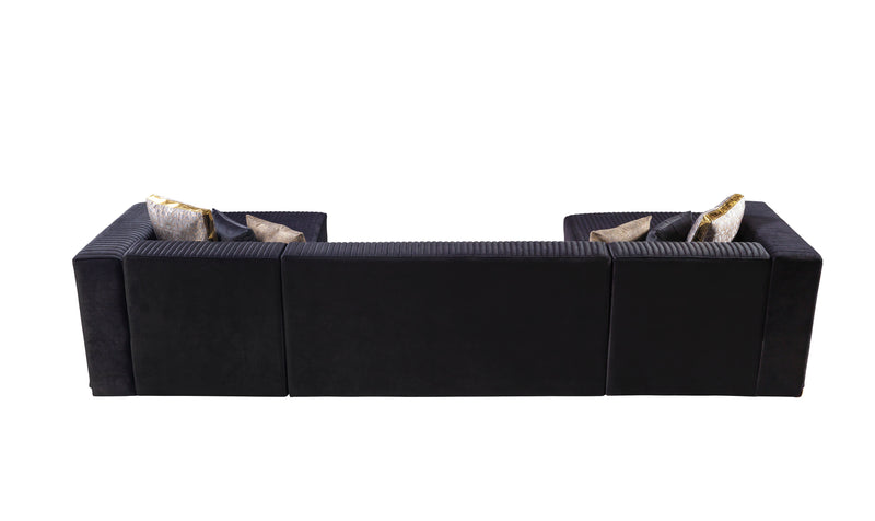 Juliana Black Velvet 4-Piece Sectional