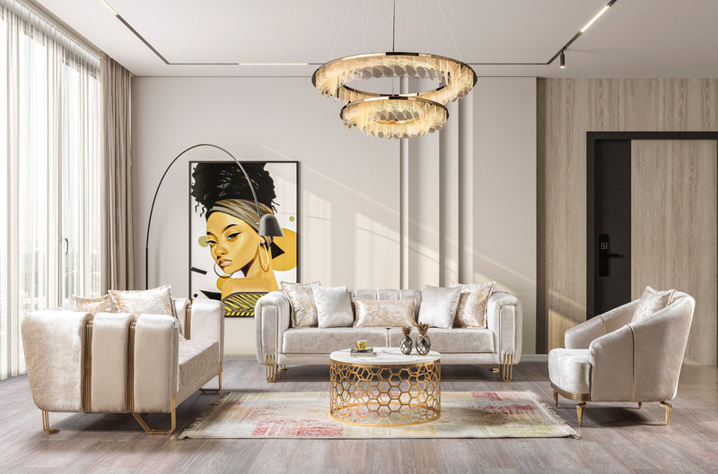 Santana Ivory Velvet Sofa 89" & Loveseat 69" [ETA: 4/15]