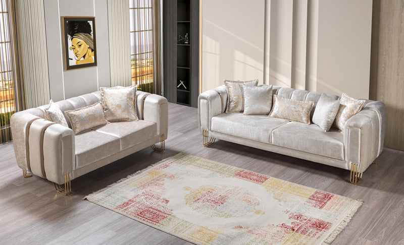 Santana Ivory Velvet Sofa 89" & Loveseat 69" [ETA: 4/15]