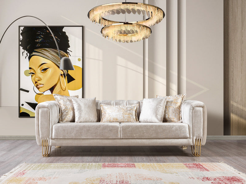 Santana Ivory Velvet Sofa 89" & Loveseat 69" [ETA: 4/15]