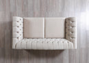 Milena Ivory Velvet Loveseat 73"